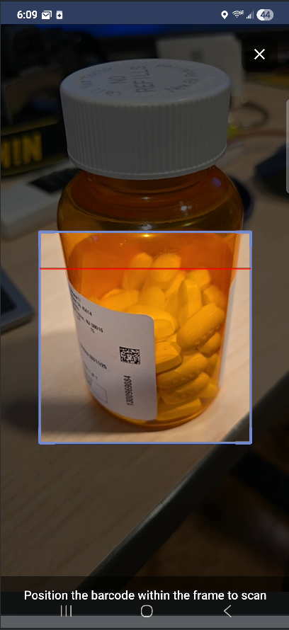 Barcode scanner adding a medication