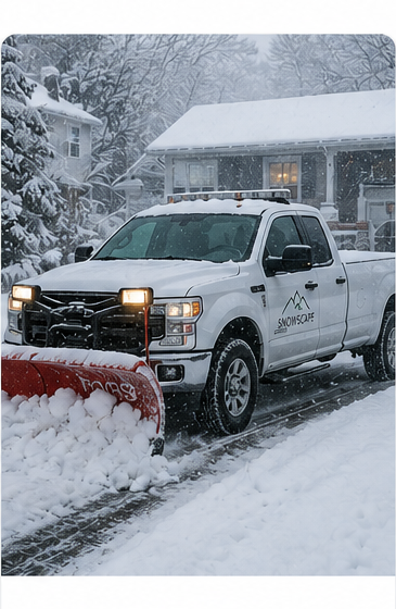 SnowScape branded truck plowing snow